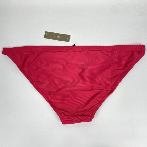J. Crew Ribbed Trim Hipster Bottom XL Pink Red Full Coverage NWT Beach Swimwear - Picture 4 of 6